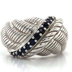 Judith Ripka Ring 12pt Sapphire 925 Sterling Silver Dome Ring